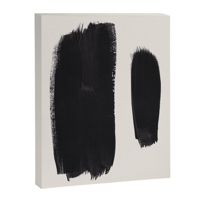 Mid Century Modern Minimalist Abstract Art Brush Strokes Black & White Ink Art Brush Strokes Canvas Print Gallery Image 1