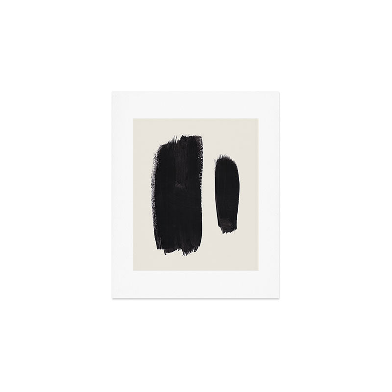 Mid Century Modern Minimalist Abstract Art Brush Strokes Black & White Ink Art Brush Strokes Art Print Gallery Image 1