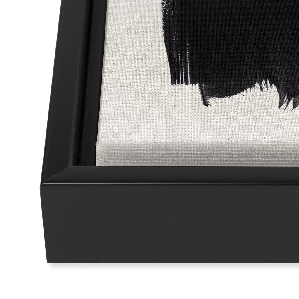 Mid Century Modern Minimalist Abstract Art Brush Strokes Black & White Ink Art Brush Strokes Framed Canvas Print Gallery Image 3