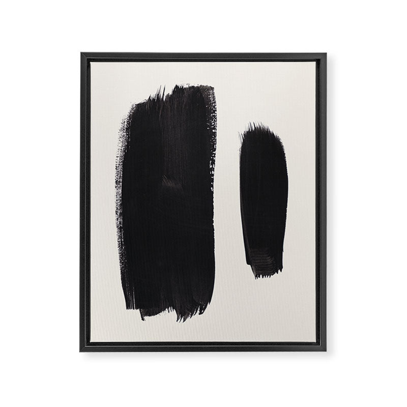 Mid Century Modern Minimalist Abstract Art Brush Strokes Black & White Ink Art Brush Strokes Framed Canvas Print Gallery Image 6