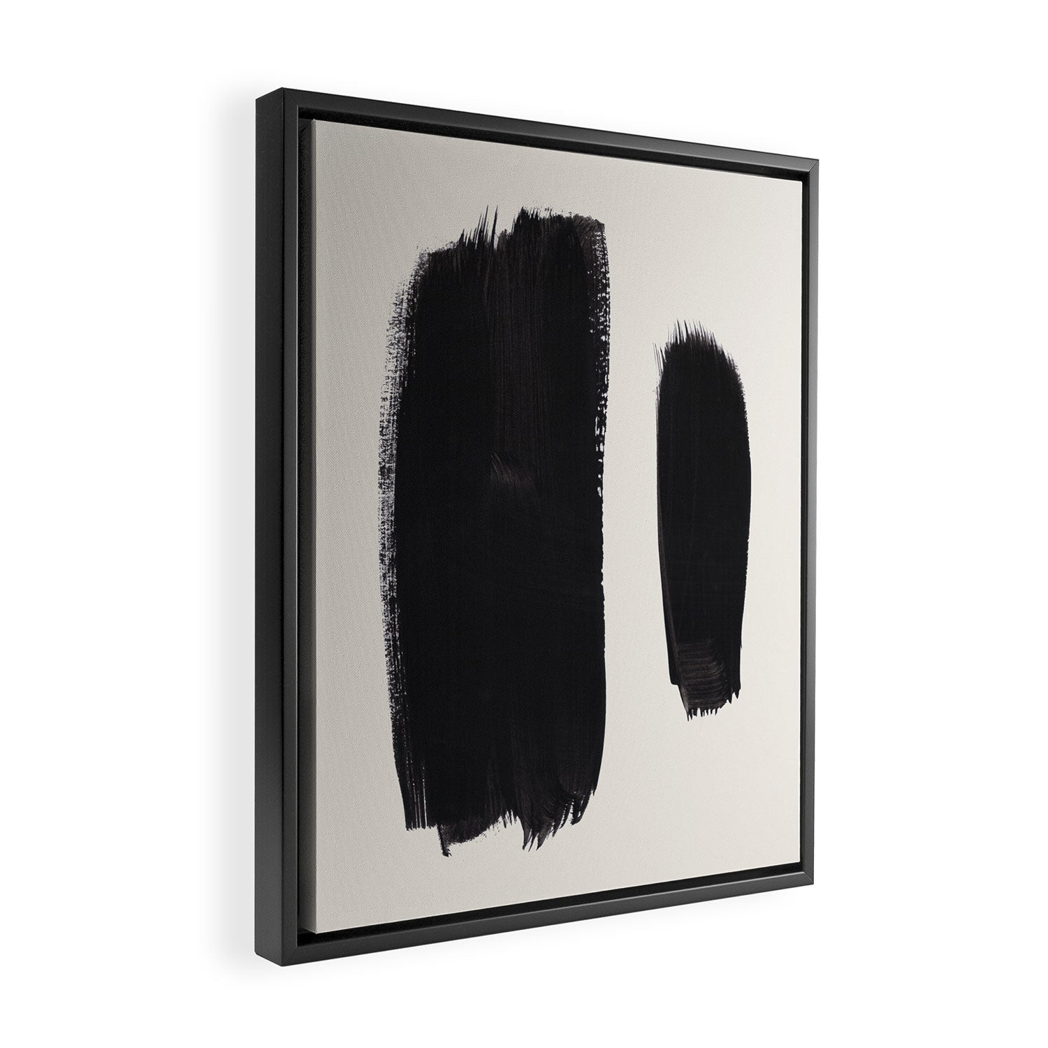 Mid Century Modern Minimalist Abstract Art Brush Strokes Black & White Ink Art Brush Strokes Framed Canvas Print Gallery Image 2