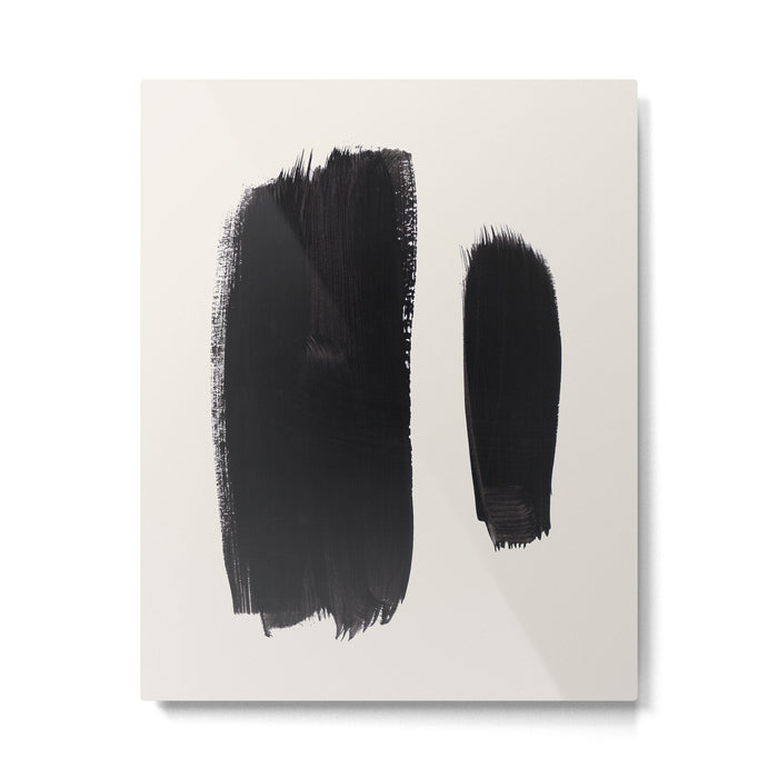 Mid Century Modern Minimalist Abstract Art Brush Strokes Black & White Ink Art Brush Strokes Metal Print Gallery Image 1