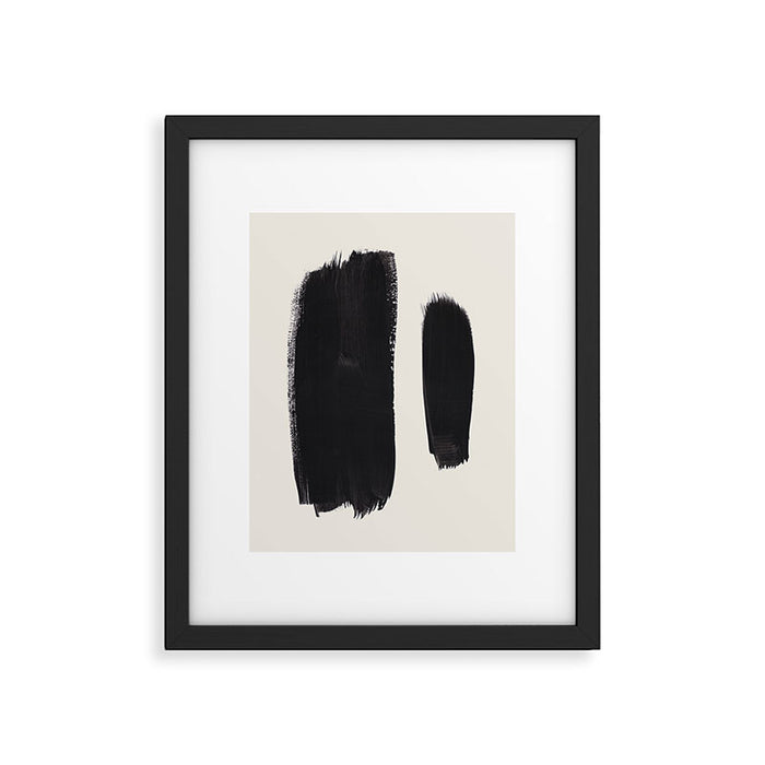 Mid Century Modern Minimalist Abstract Art Brush Strokes Black & White Ink Art Brush Strokes Framed Art Print Gallery Image 1