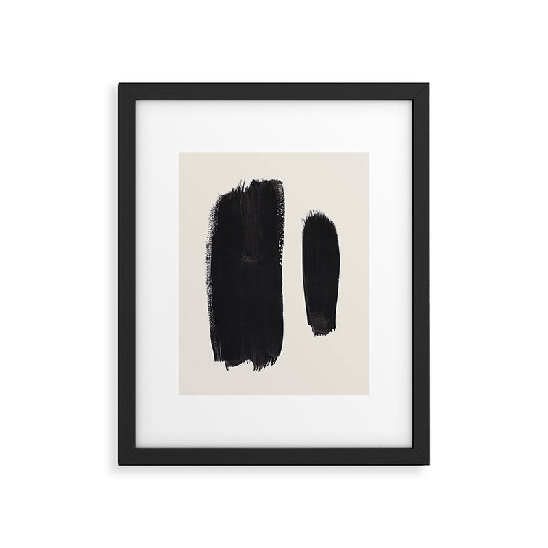 Mid Century Modern Minimalist Abstract Art Brush Strokes Black & White Ink Art Brush Strokes Framed Art Print Gallery Image 5