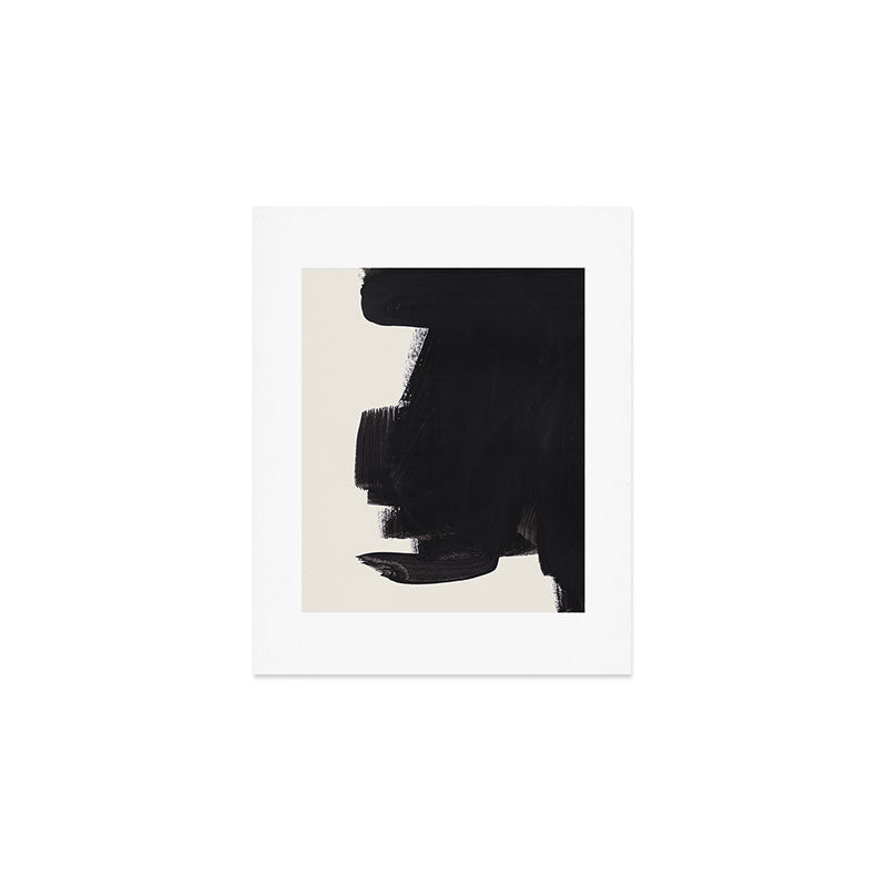 Mid Century Modern Minimalist Abstract Art Brush Strokes Black & White Ink Art Colorfield Art Print Gallery Image 1