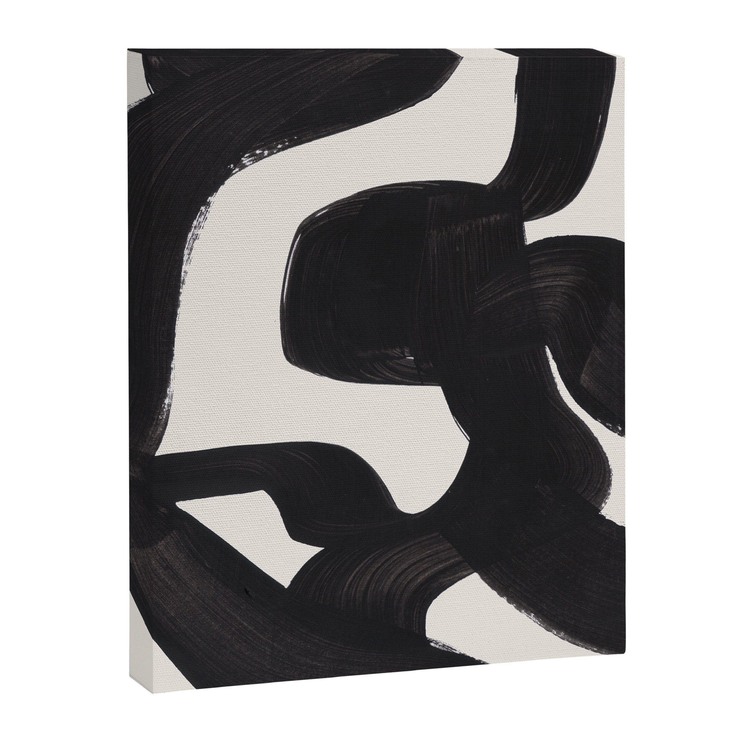 Mid Century Modern Minimalist Abstract Art Brush Strokes Black & White Ink Art Maze Canvas Print Gallery Image 6
