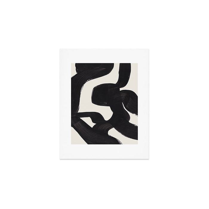 Mid Century Modern Minimalist Abstract Art Brush Strokes Black & White Ink Art Maze Art Print Gallery Image 1