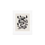 Mid Century Modern Minimalist Abstract Art Brush Strokes Black & White Ink Art Pipe Maze Art Print Gallery Image 1