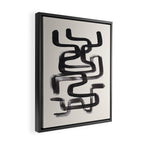 Mid Century Modern Minimalist Abstract Art Brush Strokes Black & White Ink Art Pipe Maze Framed Canvas Print Gallery Image 2