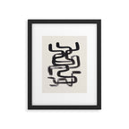 Mid Century Modern Minimalist Abstract Art Brush Strokes Black & White Ink Art Pipe Maze Framed Art Print Gallery Image 5