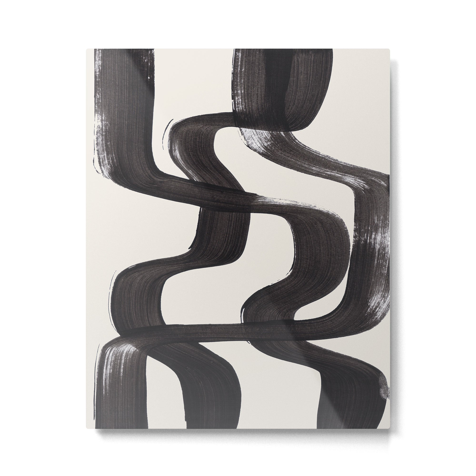 Mid Century Modern Minimalist Abstract Art Brush Strokes Black & White Ink Art Ripple Lines Metal Print Gallery Image 4