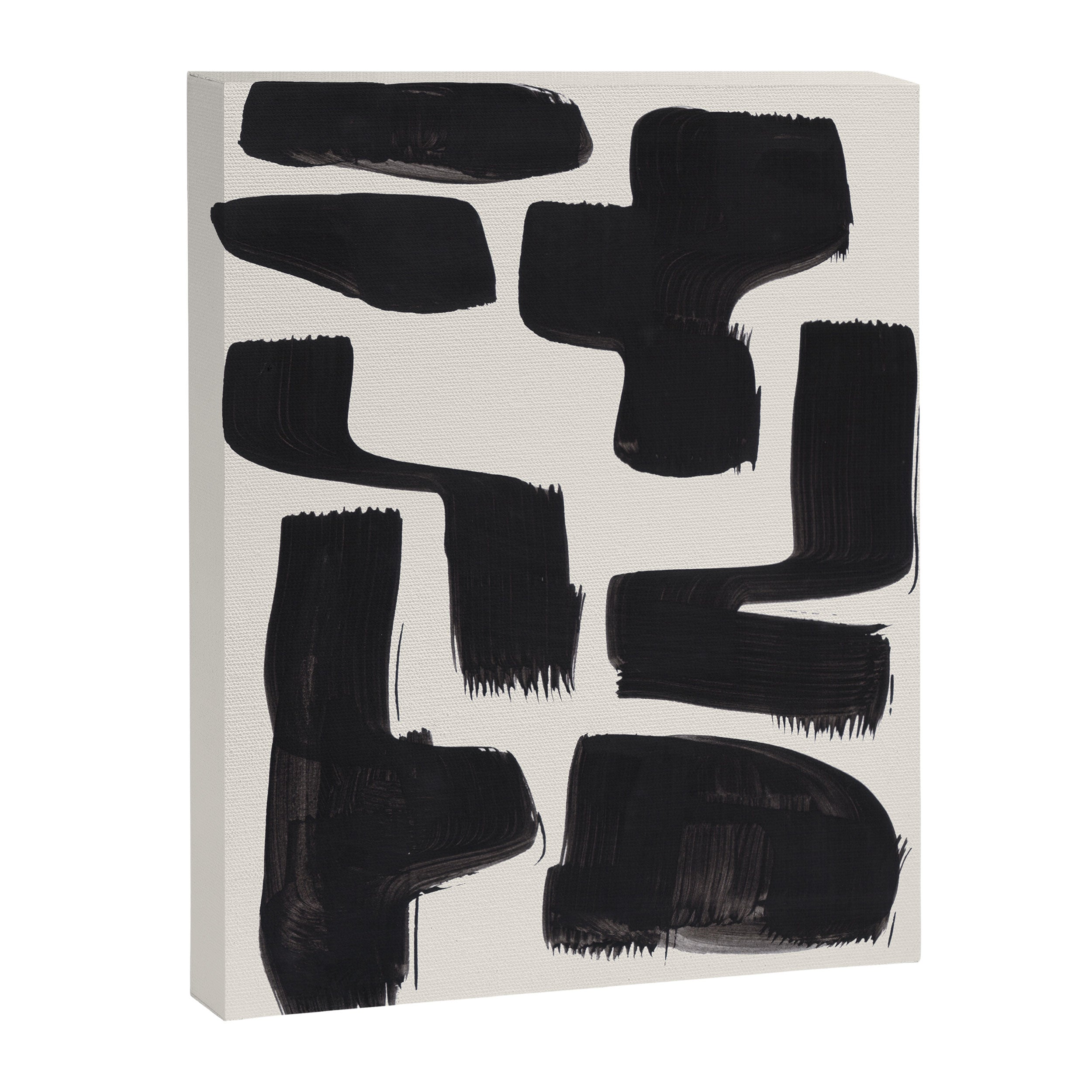 Mid Century Modern Minimalist Abstract Art Brush Strokes Black & White Ink Art Shapes Canvas Print Gallery Image 6