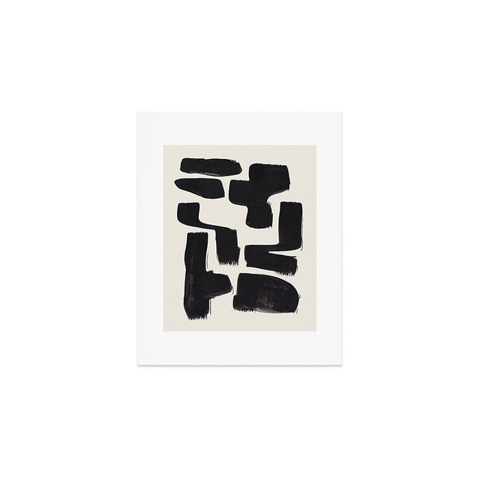 Mid Century Modern Minimalist Abstract Art Brush Strokes Black & White Ink Art Shapes Art Print Gallery Image 1