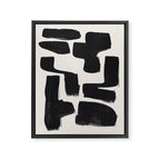 Mid Century Modern Minimalist Abstract Art Brush Strokes Black & White Ink Art Shapes Framed Canvas Print Gallery Image 6