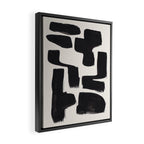 Mid Century Modern Minimalist Abstract Art Brush Strokes Black & White Ink Art Shapes Framed Canvas Print Gallery Image 2
