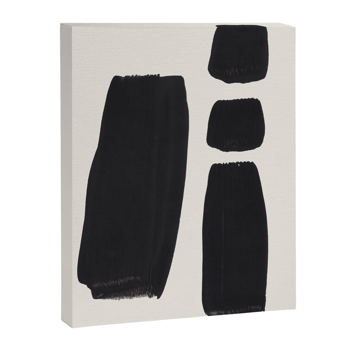 Mid Century Modern Minimalist Abstract Art Brush Strokes Black & White Ink Art Square Shapes Canvas Print Gallery Image 1