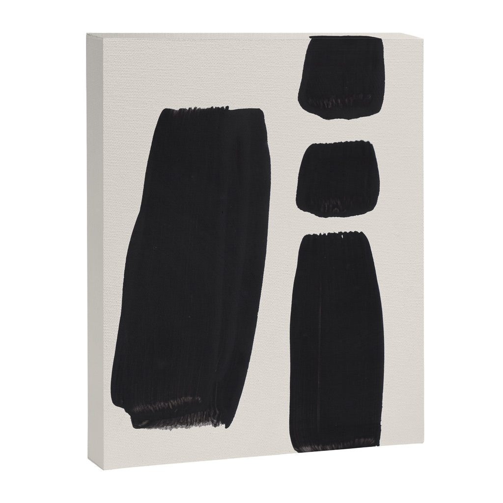 Mid Century Modern Minimalist Abstract Art Brush Strokes Black & White Ink Art Square Shapes Canvas Print Gallery Image 6