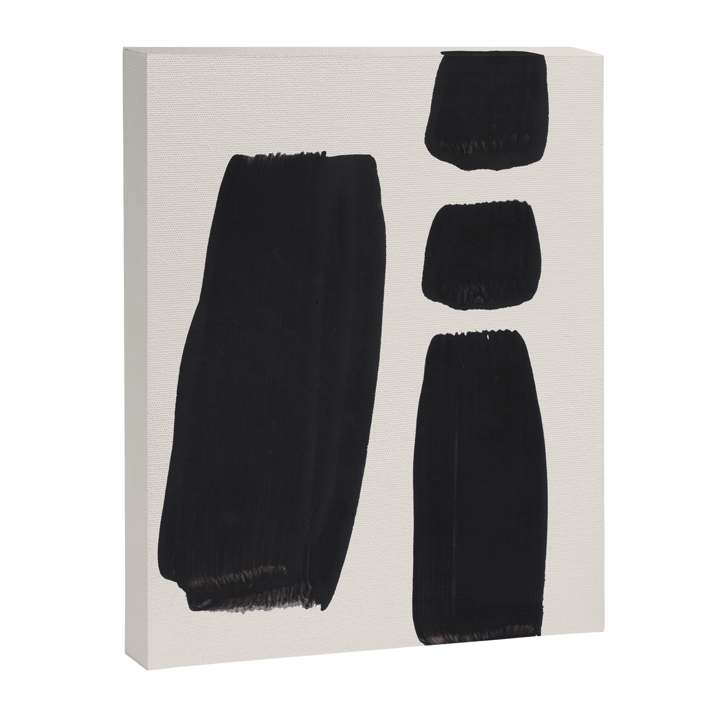 Mid Century Modern Minimalist Abstract Art Brush Strokes Black & White Ink Art Square Shapes Canvas Print Gallery Image 6