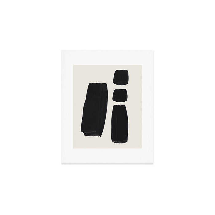 Mid Century Modern Minimalist Abstract Art Brush Strokes Black & White Ink Art Square Shapes Art Print Gallery Image 1