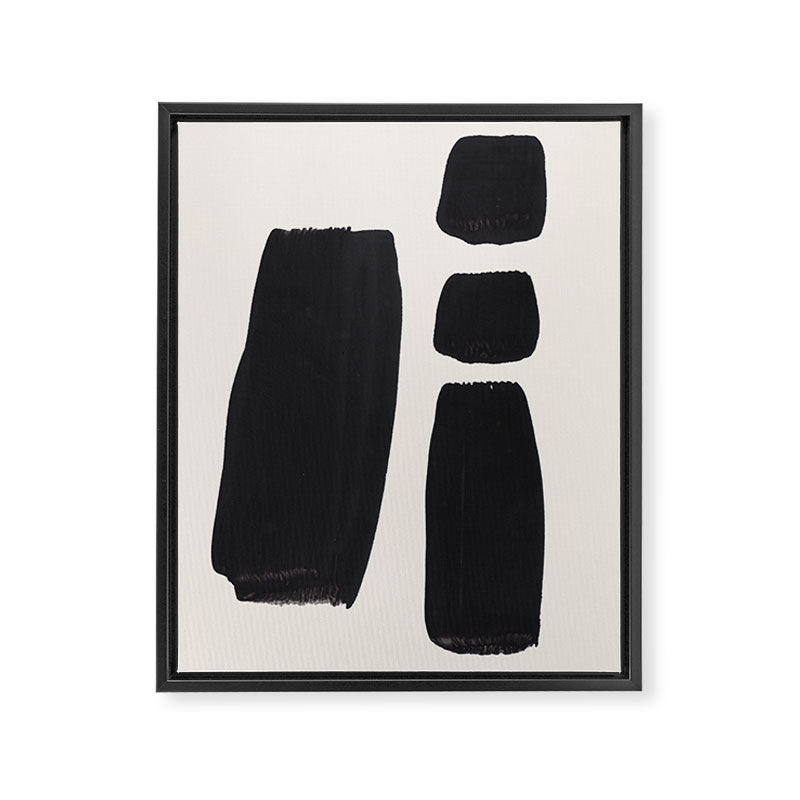 Mid Century Modern Minimalist Abstract Art Brush Strokes Black & White Ink Art Square Shapes Framed Canvas Print Gallery Image 6