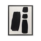 Mid Century Modern Minimalist Abstract Art Brush Strokes Black & White Ink Art Square Shapes Framed Canvas Print Gallery Image 6