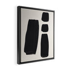 Mid Century Modern Minimalist Abstract Art Brush Strokes Black & White Ink Art Square Shapes Framed Canvas Print Gallery Image 2