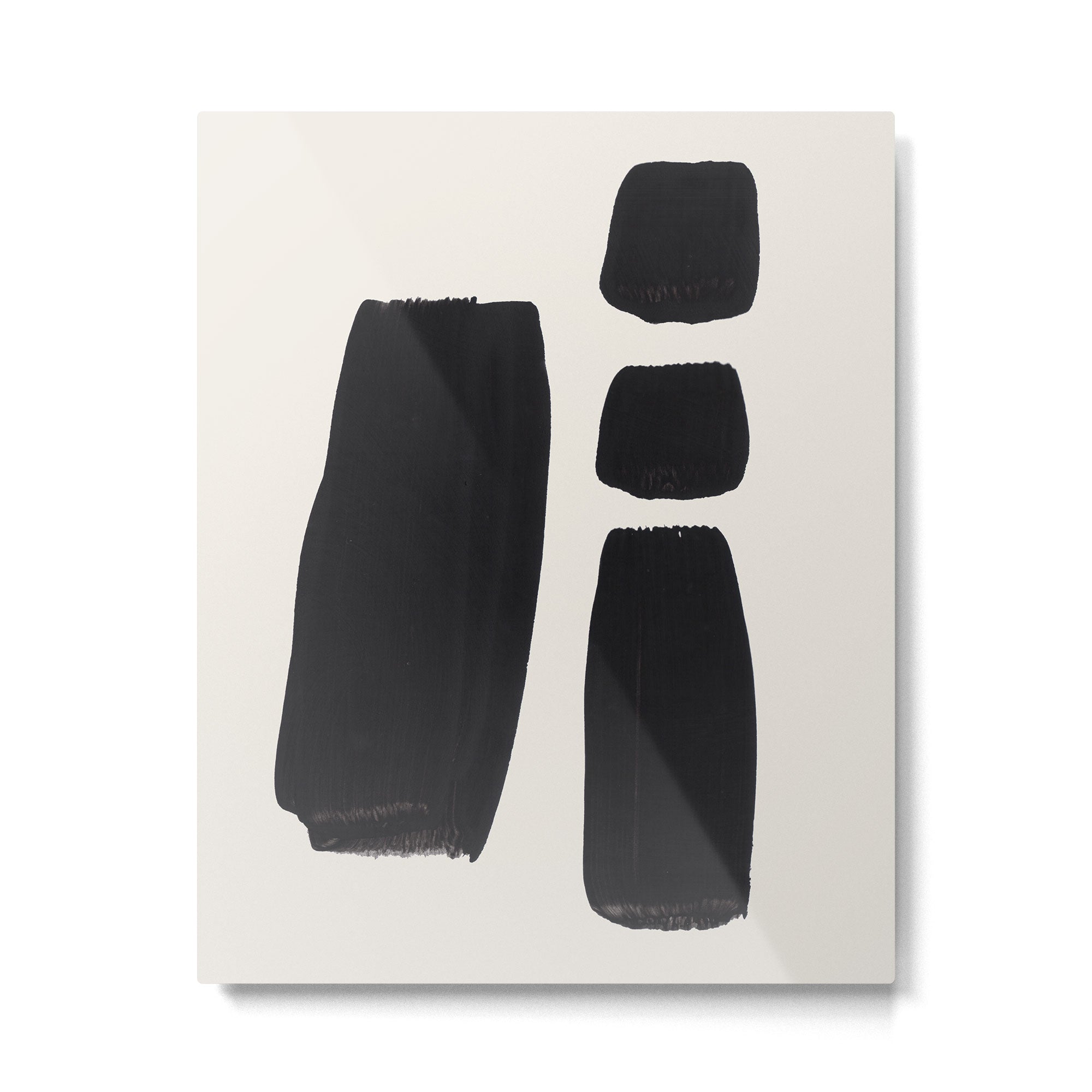 Mid Century Modern Minimalist Abstract Art Brush Strokes Black & White Ink Art Square Shapes Metal Print Gallery Image 4