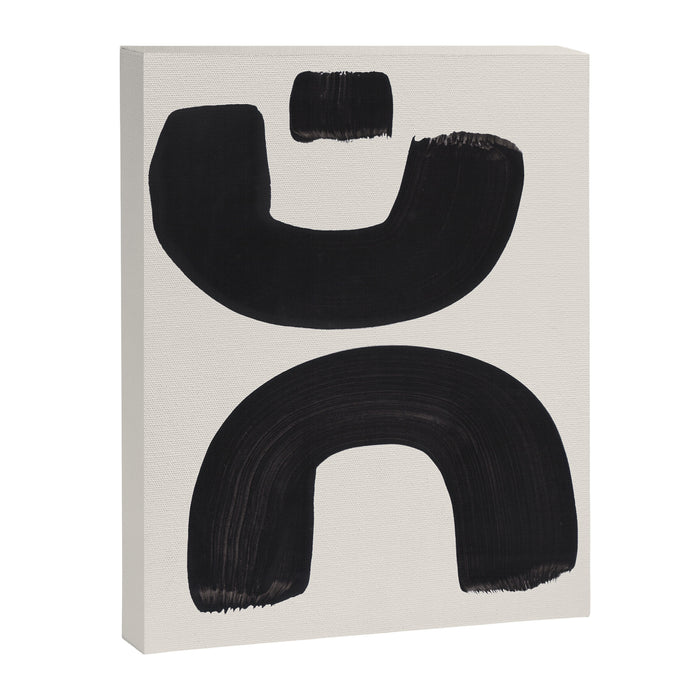 Mid Century Modern Minimalist Abstract Art Brush Strokes Black & White Ink Art Tribal Marking Canvas Print Gallery Image 1