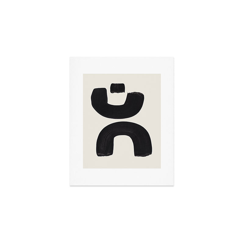 Mid Century Modern Minimalist Abstract Art Brush Strokes Black & White Ink Art Tribal Marking Art Print Gallery Image 1