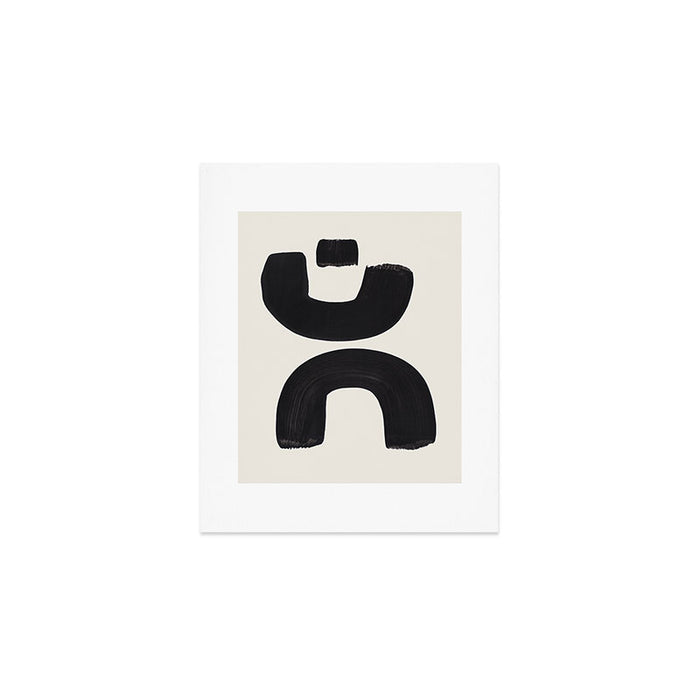 Mid Century Modern Minimalist Abstract Art Brush Strokes Black & White Ink Art Tribal Marking Art Print Gallery Image 1