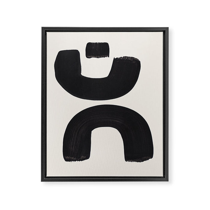 Mid Century Modern Minimalist Abstract Art Brush Strokes Black & White Ink Art Tribal Marking Framed Canvas Print Gallery Image 1