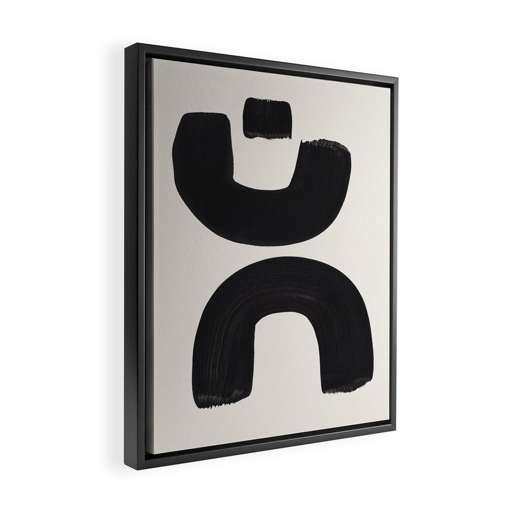 Mid Century Modern Minimalist Abstract Art Brush Strokes Black & White Ink Art Tribal Marking Framed Canvas Print Gallery Image 2