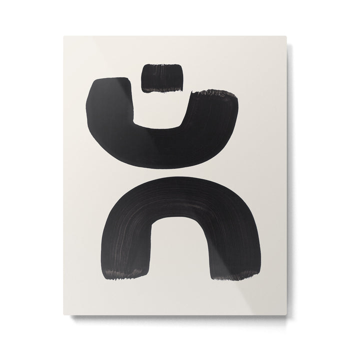 Mid Century Modern Minimalist Abstract Art Brush Strokes Black & White Ink Art Tribal Marking Metal Print Gallery Image 1