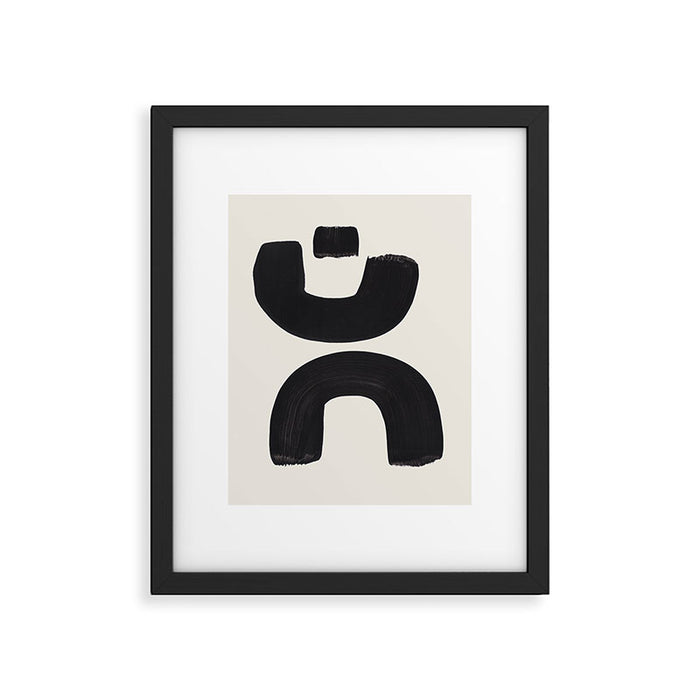 Mid Century Modern Minimalist Abstract Art Brush Strokes Black & White Ink Art Tribal Marking Framed Art Print Gallery Image 1