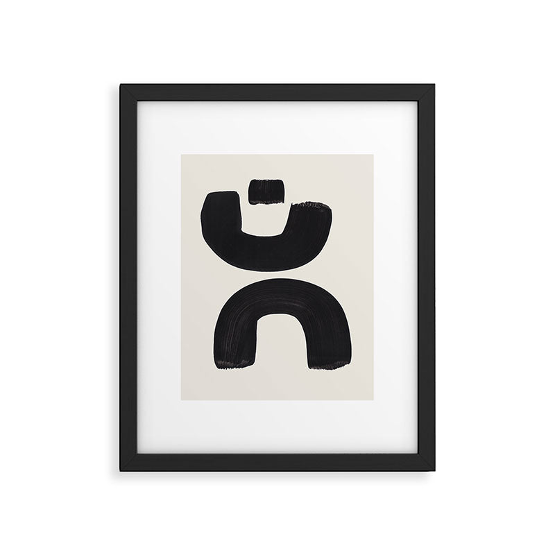 Mid Century Modern Minimalist Abstract Art Brush Strokes Black & White Ink Art Tribal Marking Framed Art Print Gallery Image 5