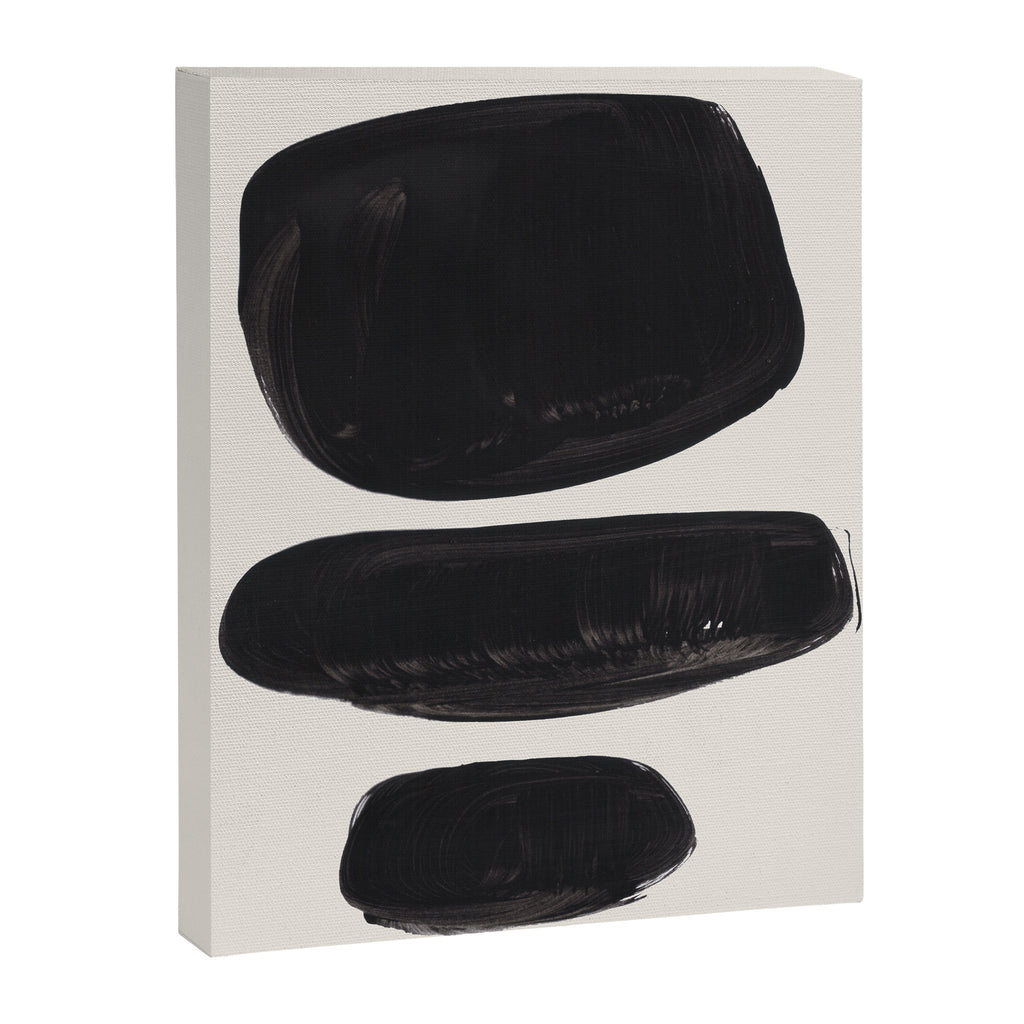 Mid Century Modern Minimalist Abstract Art Brush Strokes Black & White Ink Art Tribal Pebbles Canvas Print Gallery Image 6