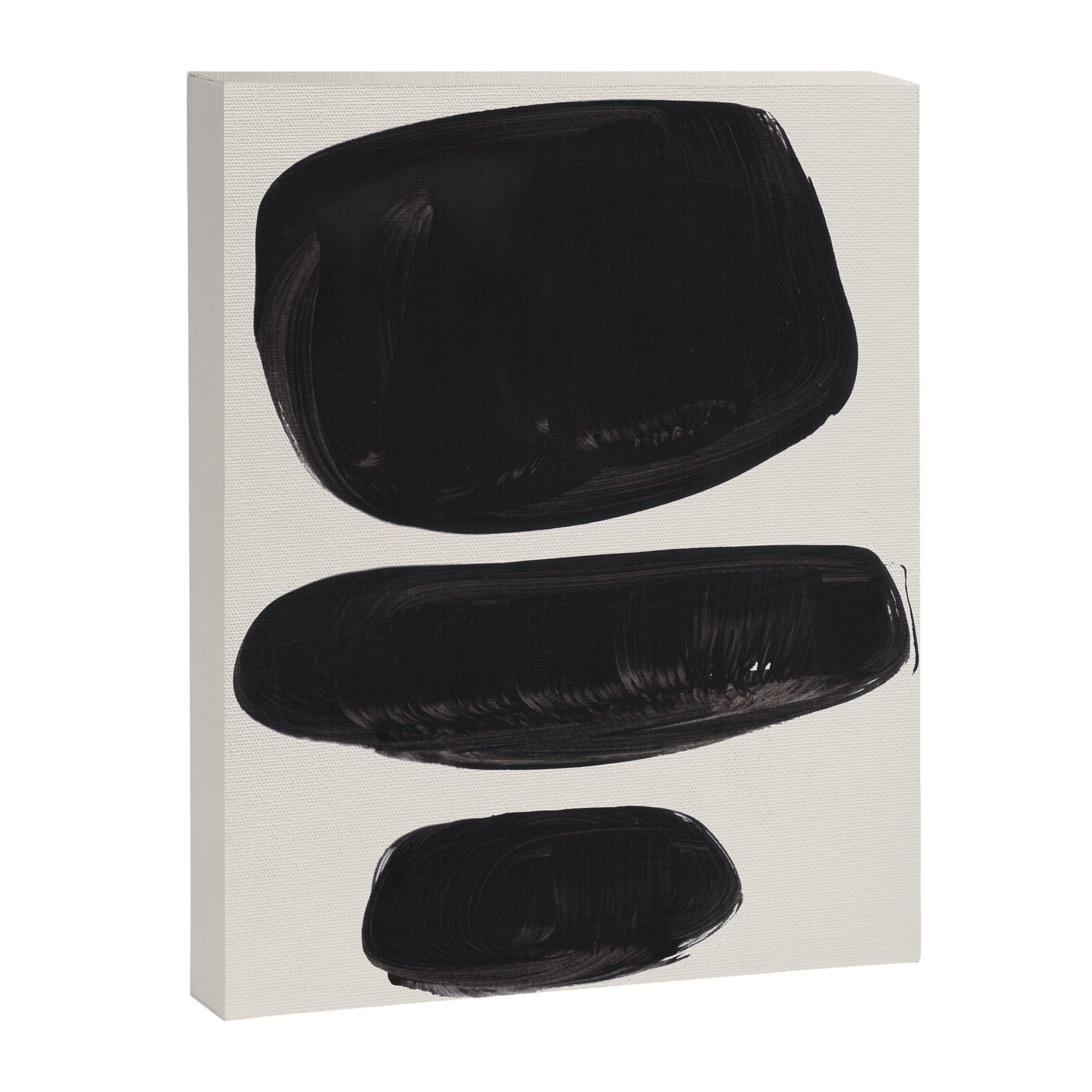 Mid Century Modern Minimalist Abstract Art Brush Strokes Black & White Ink Art Tribal Pebbles Canvas Print Gallery Image 6