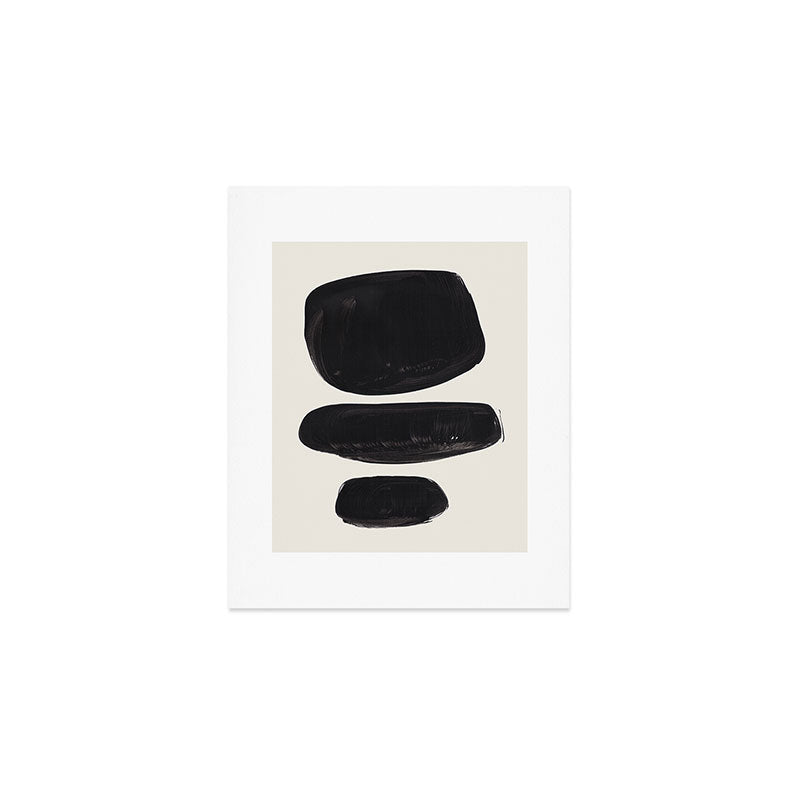 Mid Century Modern Minimalist Abstract Art Brush Strokes Black & White Ink Art Tribal Pebbles Art Print Gallery Image 1