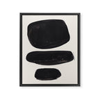Mid Century Modern Minimalist Abstract Art Brush Strokes Black & White Ink Art Tribal Pebbles Framed Canvas Print Gallery Image 6