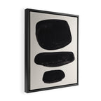 Mid Century Modern Minimalist Abstract Art Brush Strokes Black & White Ink Art Tribal Pebbles Framed Canvas Print Gallery Image 2