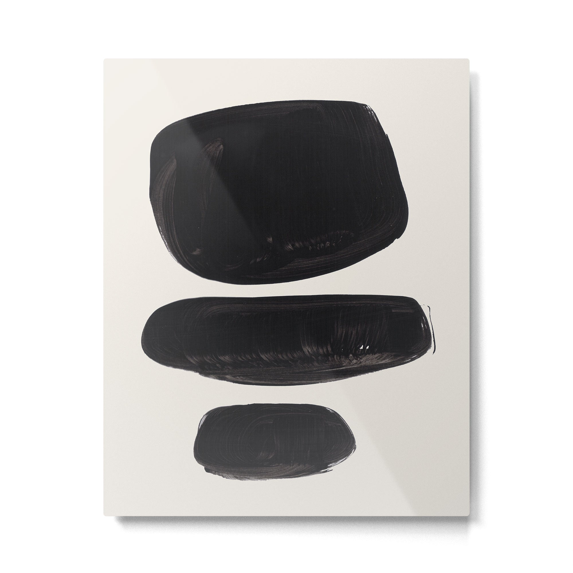 Mid Century Modern Minimalist Abstract Art Brush Strokes Black & White Ink Art Tribal Pebbles Metal Print Gallery Image 4