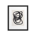 Mid Century Modern Minimalist Abstract Art Brush Strokes Black & White Ink Art Spiral Circles Framed Art Print Gallery Image 4