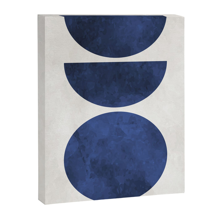Mid Century Modern Navy Blue Circle Semi CircleWarm Neutral Tones Canvas Print Gallery Image 1