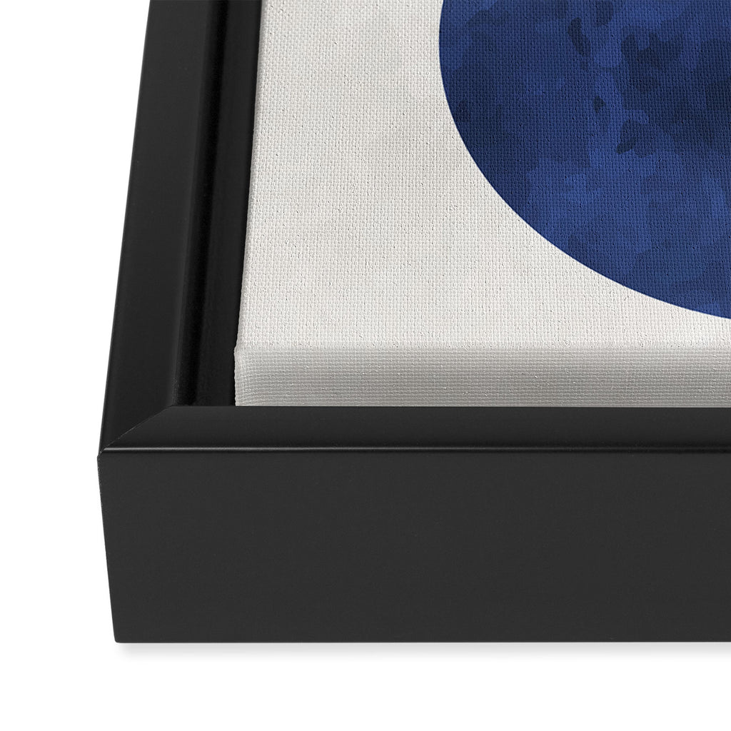 Mid Century Modern Navy Blue Circle Semi CircleWarm Neutral Tones Framed Canvas Print Gallery Image 3