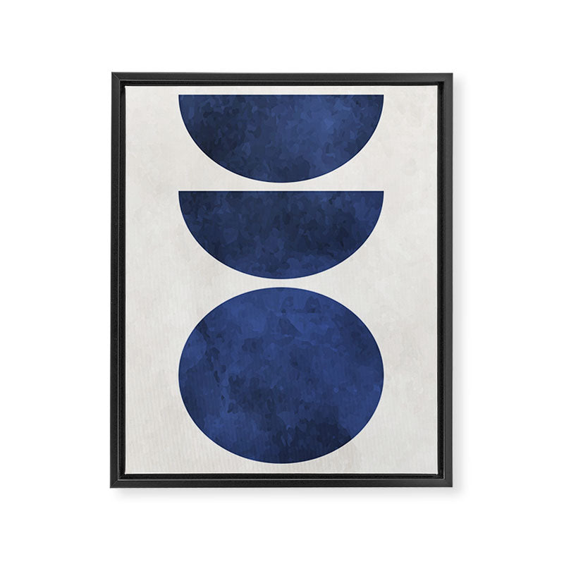 Mid Century Modern Navy Blue Circle Semi CircleWarm Neutral Tones Framed Canvas Print Gallery Image 6
