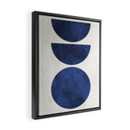 Mid Century Modern Navy Blue Circle Semi CircleWarm Neutral Tones Framed Canvas Print Gallery Image 2
