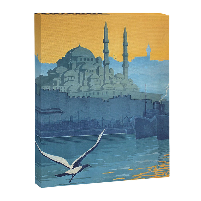 Mid Century Modern Travel Vintage Poster Istanbul Turkey Grand Mosque Canvas Print Gallery Image 1