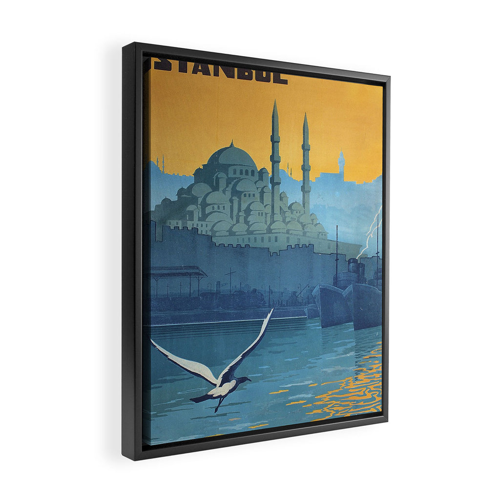 Mid Century Modern Travel Vintage Poster Istanbul Turkey Grand Mosque Framed Canvas Print Gallery Image 2