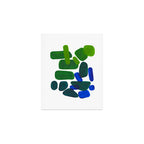 Mid Century Vintage Abstract Minimalist Colorful Pop Art Phthalo Blue Lime Green Pebble Shapes Art Print Gallery Image 1
