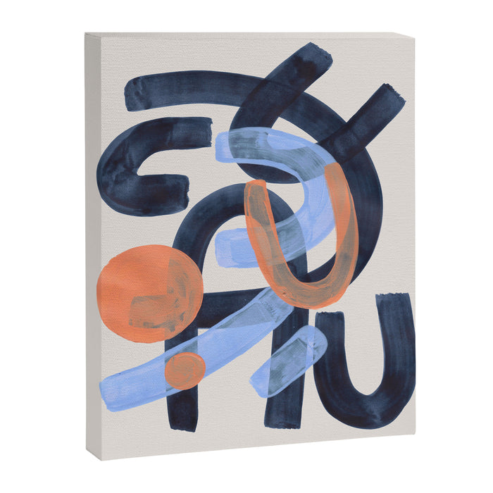 Midcentury Modern Minimalist Funky Cool Tribal Pattern Paynes Grey Pastel Blue Tan Shapes by Ejaaz Haniff Canvas Print Gallery Image 1